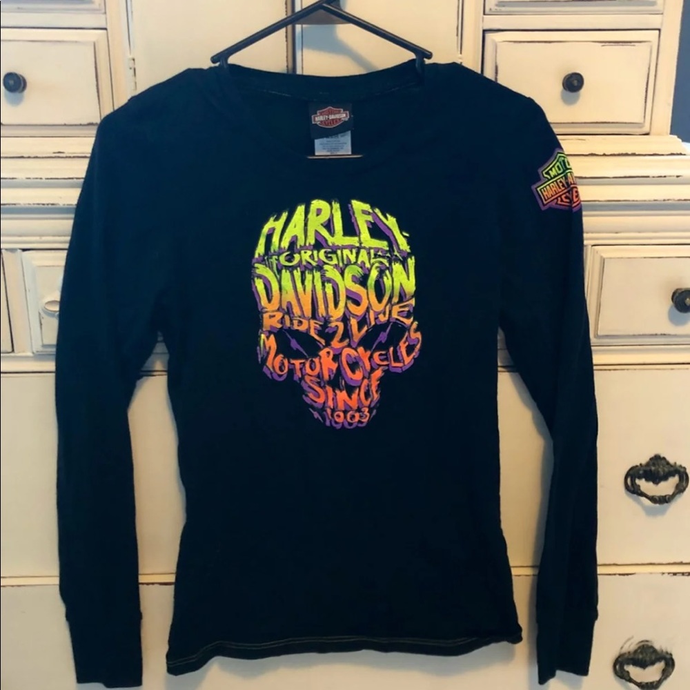 Harley Davidson glow in the dark skull shirt small